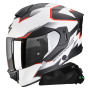 Casque Integral Scorpion Exo 530 Air Clip Matt White Black Red + Kit bluetooth Exo-Com Link-1C