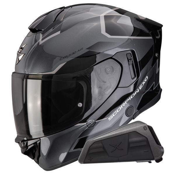 Integral Scorpion Exo 530 Air Clip Silver Black + Kit bluetooth Exo-Com Link-1