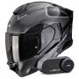Casque Integral Scorpion Exo 530 Air Clip Silver Black + Kit Bluetooth Lokui K30