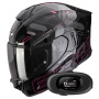 Casque Integral Scorpion Exo 530 Air Fond Black Pink + Kit bluetooth 5R Lite