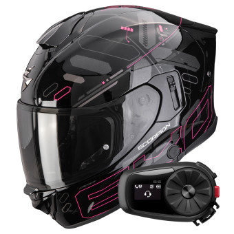 Casque Integral Scorpion Exo 530 Air Fond Black Pink + Kit Bluetooth 5S Solo
