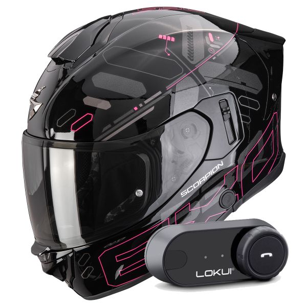 Integral Scorpion Exo 530 Air Fond Black Pink + Kit Bluetooth Lokui K30