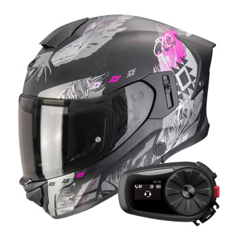 Casque Integral Scorpion Exo 530 Air Hadji Matt Black Pink + Kit Bluetooth 5S Solo