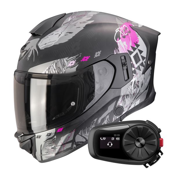 Integral Scorpion Exo 530 Air Hadji Matt Black Pink + Kit Bluetooth 5S Solo