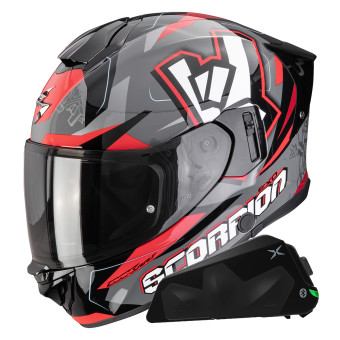 Integral Scorpion Exo 530 Air Rok Grey Black Red + Kit bluetooth Exo-Com Link-1C