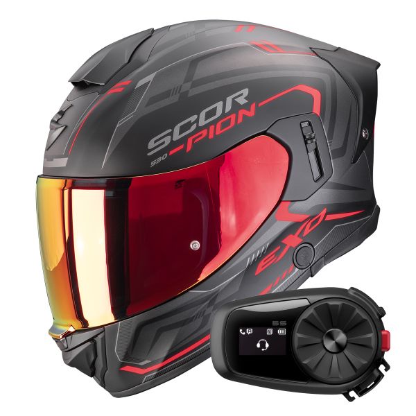 Integral Scorpion Exo 530 Air Slope Matt Black Red + Kit Bluetooth 5S Solo