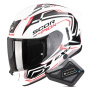 Casque Integral Scorpion Exo 530 Air Slope White Black Red + Kit Bluetooth BT Mini
