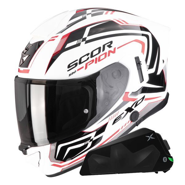 Integral Scorpion Exo 530 Air Slope White Black Red + Kit bluetooth Exo-Com Link-1C