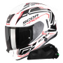 Casque Integral Scorpion Exo 530 Air Slope White Black Red + Kit bluetooth Exo-Com Link-1C