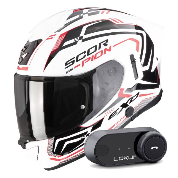 Integral Scorpion Exo 530 Air Slope White Black Red + Kit Bluetooth Lokui K30