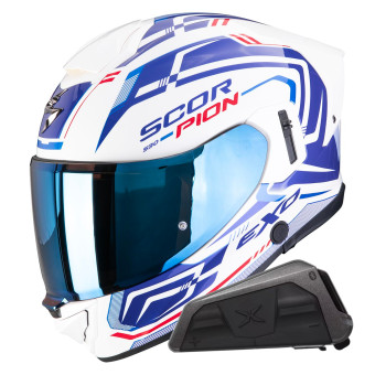 Casque Integral Scorpion Exo 530 Air Slope White Blue Red + Kit bluetooth Exo-Com Link-1 Casque Integral Scorpion Exo 530 Air Slope White Blue Red + Kit bluetooth Exo-Com Link-1