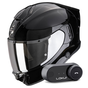 Casque Integral Scorpion Exo 530 Air Solid Black + Kit Bluetooth Lokui K30