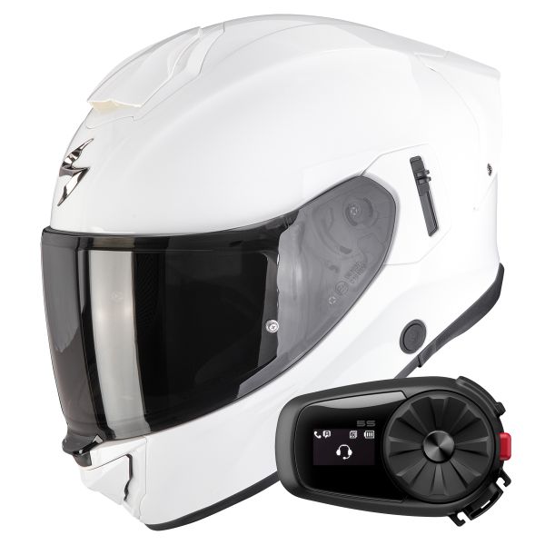 Integral Scorpion Exo 530 Air Solid White + Kit Bluetooth 5S Solo