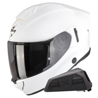 Integral Scorpion Exo 530 Air Solid White + Kit bluetooth Exo-Com Link-1