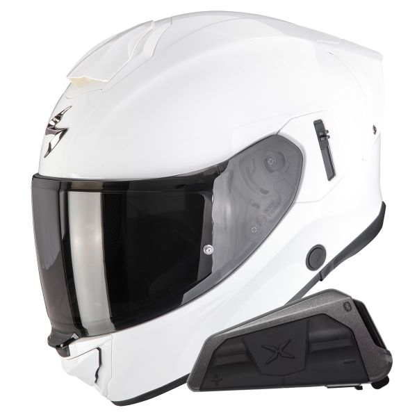 Integral Scorpion Exo 530 Air Solid White + Kit bluetooth Exo-Com Link-1