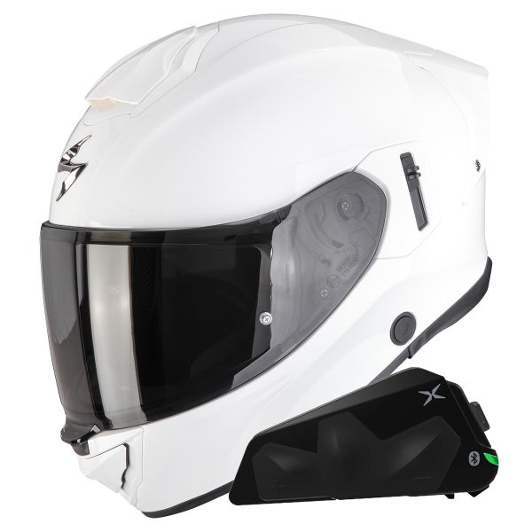 Integral Scorpion Exo 530 Air Solid White + Kit bluetooth Exo-Com Link-1C