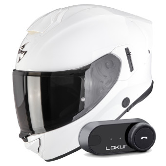 Casque Integral Scorpion Exo 530 Air Solid White + Kit Bluetooth Lokui K30 Casque Integral Scorpion Exo 530 Air Solid White + Kit Bluetooth Lokui K30