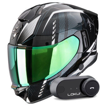 Casque Integral Scorpion Exo 530 Air Theras Black Chameleon White + Kit Bluetooth Lokui K30 Casque Integral Scorpion Exo 530 Air Theras Black Chameleon White + Kit Bluetooth Lokui K30