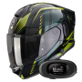 Casque Integral Scorpion Exo 530 Air Theras Black Green + Kit bluetooth 5R Lite