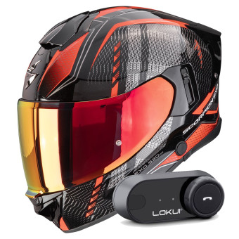 Integral Scorpion Exo 530 Air Theras Metal Black Red + Kit Bluetooth Lokui K30