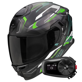 Casque Integral Scorpion Exo GT SP Air Augusta Black Grey Green + Kit Bluetooth 5S Solo
