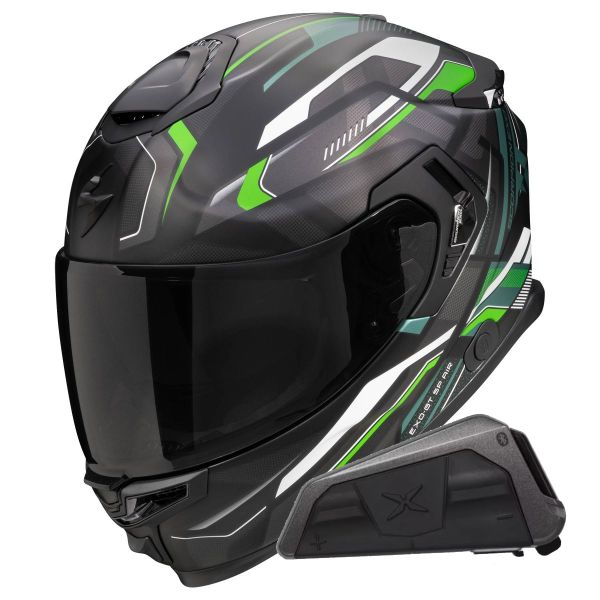 Integral Scorpion Exo GT SP Air Augusta Black Grey Green + Kit bluetooth Exo-Com Link-1