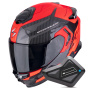 Casque Integral Scorpion Exo GT SP Air Flex Black Red Fluo + Kit Bluetooth BT Mini