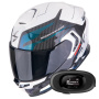 Casque Integral Scorpion Exo GT SP Air Flex White Chameleon + Kit bluetooth 5R Lite Solo
