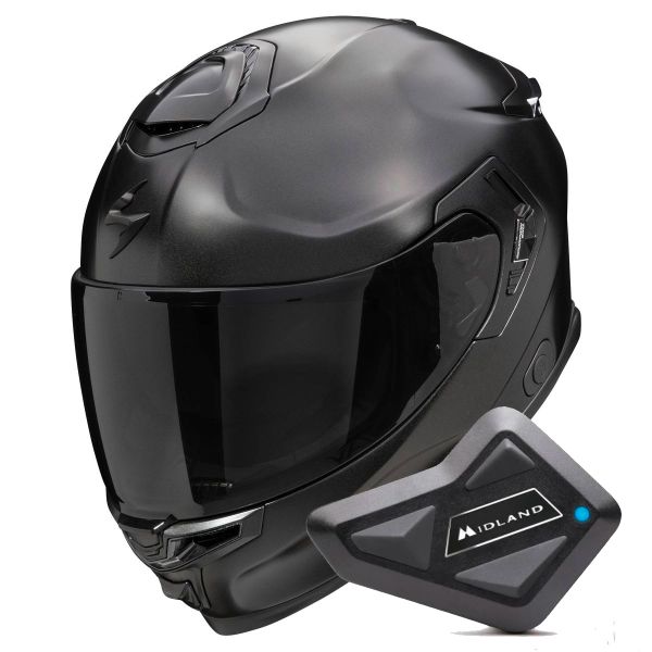 Integral Scorpion Exo GT SP Air Solid Black Pearl Mat + Kit Bluetooth BT Mini