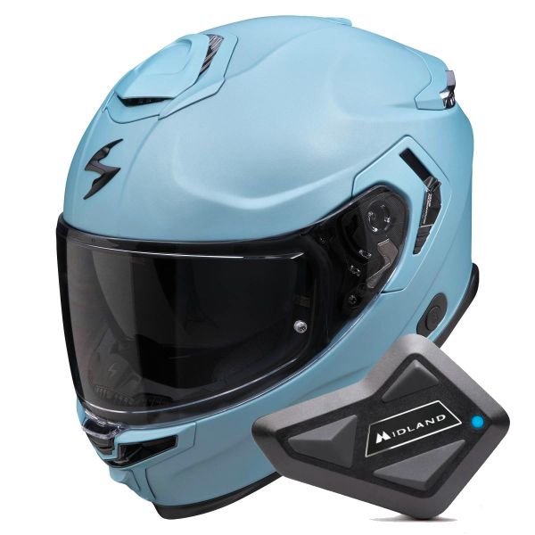 Integral Scorpion Exo GT SP Air Solid Celestial Blue Mat + Kit Bluetooth BT Mini