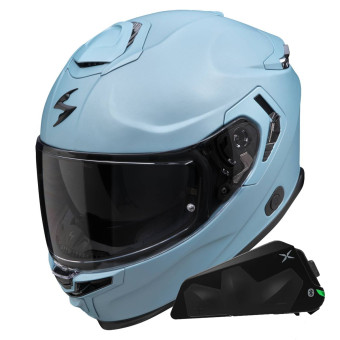 Integral Scorpion Exo GT SP Air Solid Celestial Blue Mat + Kit bluetooth Exo-Com Link-1C