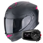 Casque Integral Scorpion Exo GT SP Air Solid Matt Black Pink + Kit Bluetooth 5S Solo