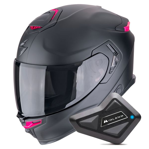 Integral Scorpion Exo GT SP Air Solid Matt Black Pink + Kit Bluetooth BT Mini