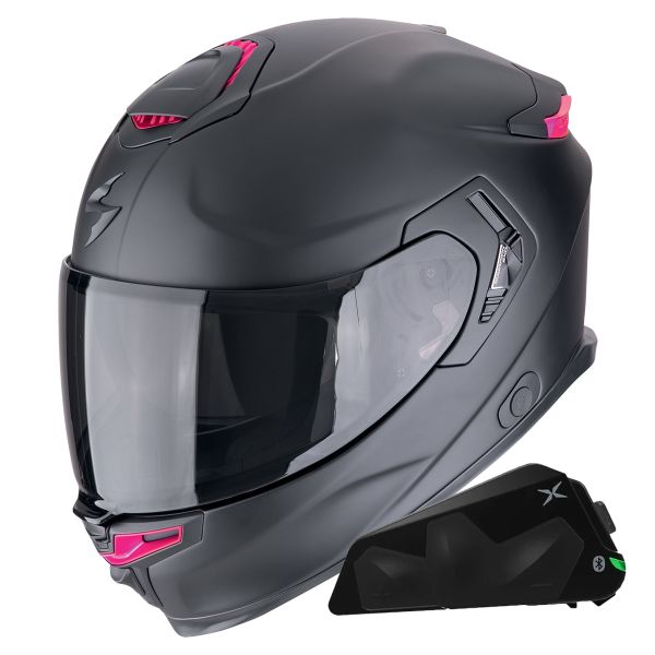 Integral Scorpion Exo GT SP Air Solid Matt Black Pink + Kit bluetooth Exo-Com Link-1C Integral Scorpion Exo GT SP Air Solid Matt Black Pink + Kit bluetooth Exo-Com Link-1C