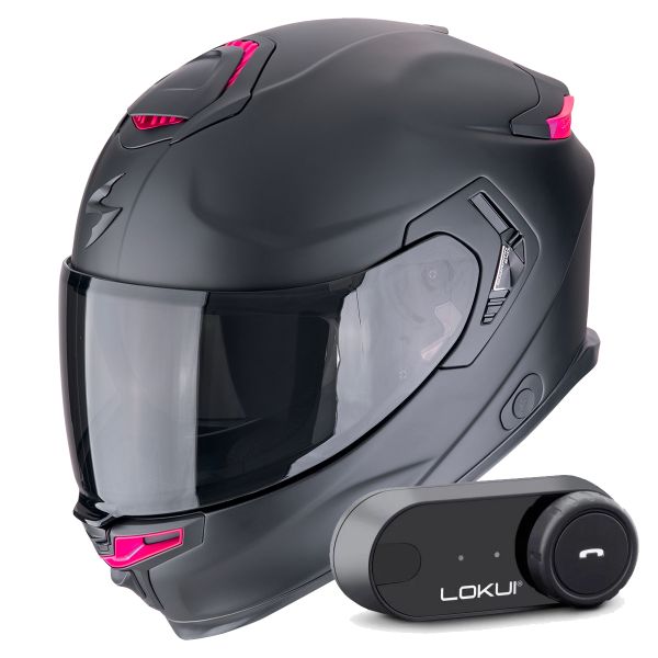 Integral Scorpion Exo GT SP Air Solid Matt Black Pink + Kit Bluetooth Lokui K30