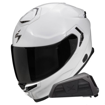 Integral Scorpion Exo GT SP Air Solid White Pearl + Kit bluetooth Exo-Com Link-1