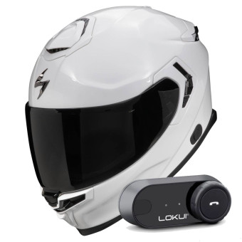 Integral Scorpion Exo GT SP Air Solid White Pearl + Kit Bluetooth Lokui K30