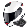 Casque Integral Scorpion Exo GT SP Air Solid White Pearl Matt + Kit Bluetooth BT Mini