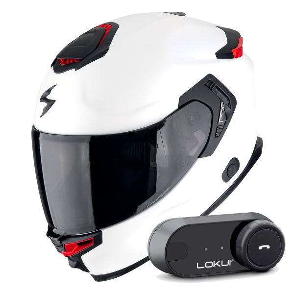 Integral Scorpion Exo GT SP Air Solid White Pearl Matt + Kit Bluetooth Lokui K30