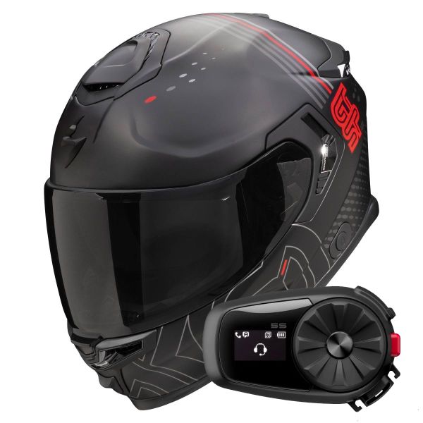Integral Scorpion Exo GT SP Air Techlane Black Mat Grey Red + Kit Bluetooth 5S Solo