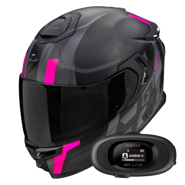 Integral Scorpion Exo GT SP Air Touradven Black Mat Pink + Kit bluetooth 5R Lite Solo