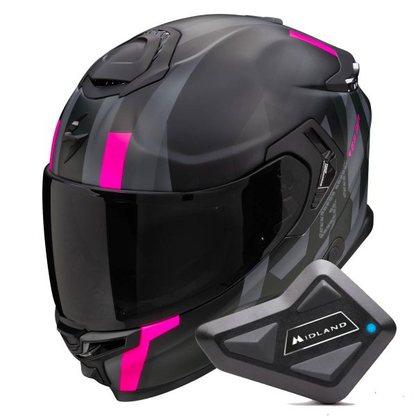 Integral Scorpion Exo GT SP Air Touradven Black Mat Pink + Kit Bluetooth BT Mini