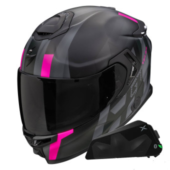 Integral Scorpion Exo GT SP Air Touradven Black Mat Pink + Kit bluetooth Exo-Com Link-1C