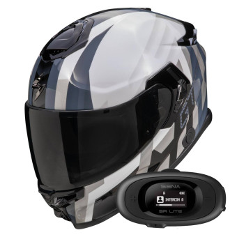 Casque Integral Scorpion Exo GT SP Air Touradven White Pearl Silver + Kit bluetooth 5R Lite Solo Casque Integral Scorpion Exo GT SP Air Touradven White Pearl Silver + Kit bluetooth 5R Lite Solo