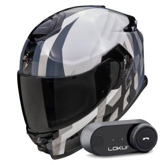 Integral Scorpion Exo GT SP Air Touradven White Pearl Silver + Kit Bluetooth Lokui K30