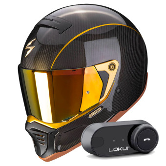 Integral Scorpion EXO-HX1 Carbon SE Black Gold + Kit Bluetooth Lokui K30