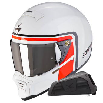 Integral Scorpion EXO-HX1 Nostalgia White Red Black + Kit bluetooth Exo-Com Link-1