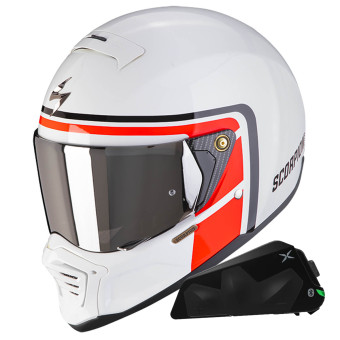 Integral Scorpion EXO-HX1 Nostalgia White Red Black + Kit bluetooth Exo-Com Link-1C