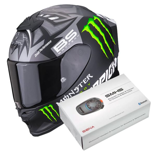 Integral Scorpion Exo R1 Air Fabio Monster Replica Matt Black Silver + Kit Bluetooth SMH5