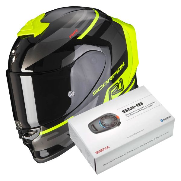 Integral Scorpion Exo R1 Air Orbis Black Neon Yellow + Kit Bluetooth SMH5
